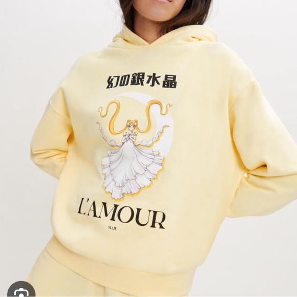 Maje Sailormoon Princess serenity hoodie yellow sweatshirt size 2 medium - Picture 3 of 8